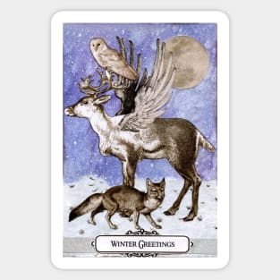 Enchanted Wildlife Winter Greetings Sticker